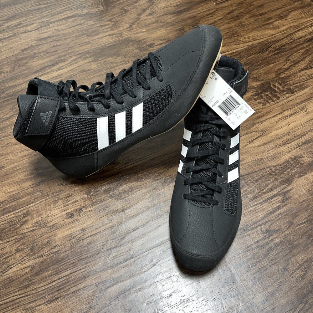 Adidas HVC 2 Wrestling Shoes Sneakers Black White AQ3325 Mens Size 13